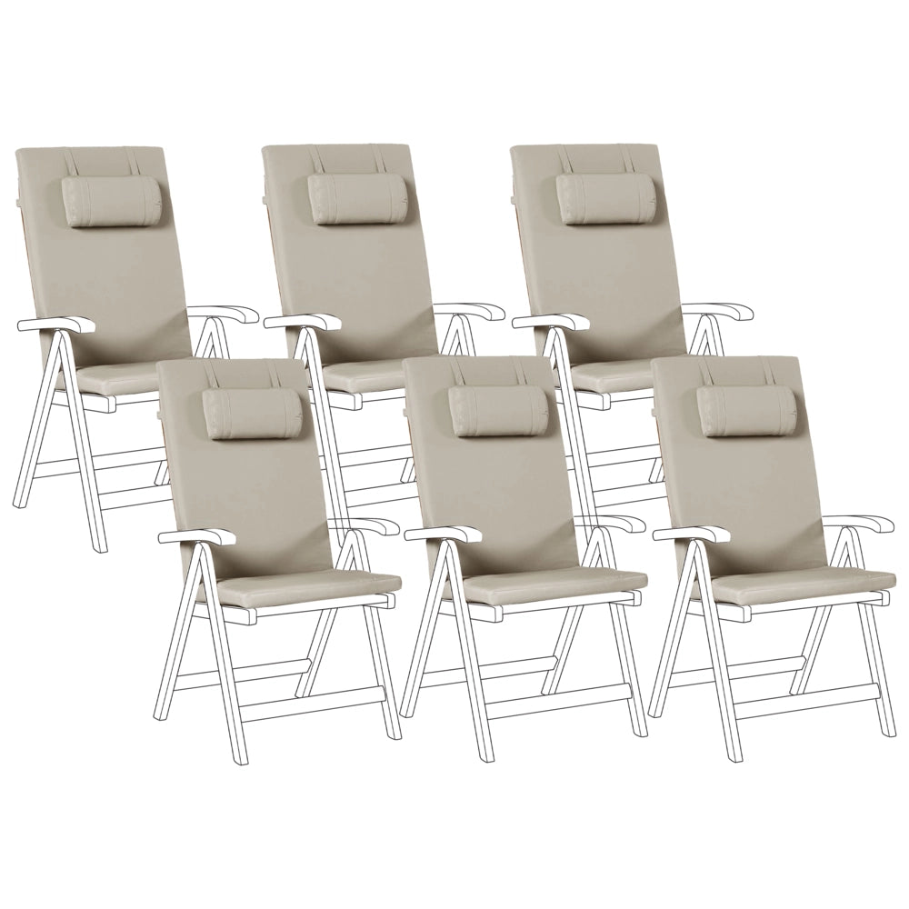 Set di 6 Cuscini in Tessuto tortora da Schienale per Sedie da Giardino Toscana/Java/Amantea stile elegante