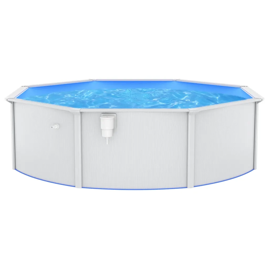 Piscina con Pareti in Acciaio Rotonda 460x120 cm Bianca