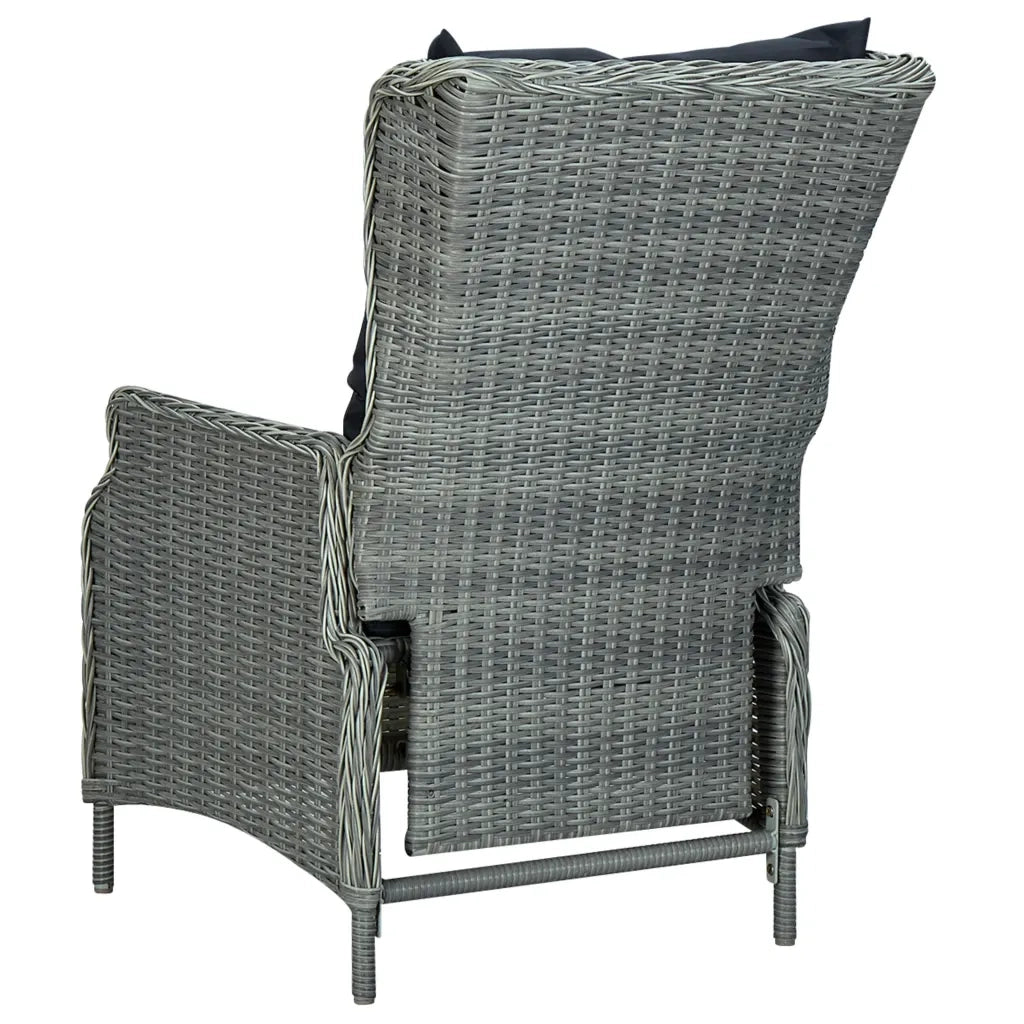 Set Pranzo da Giardino 9pz con Cuscini Polyrattan Grigio Chiaro cod mxl 44321