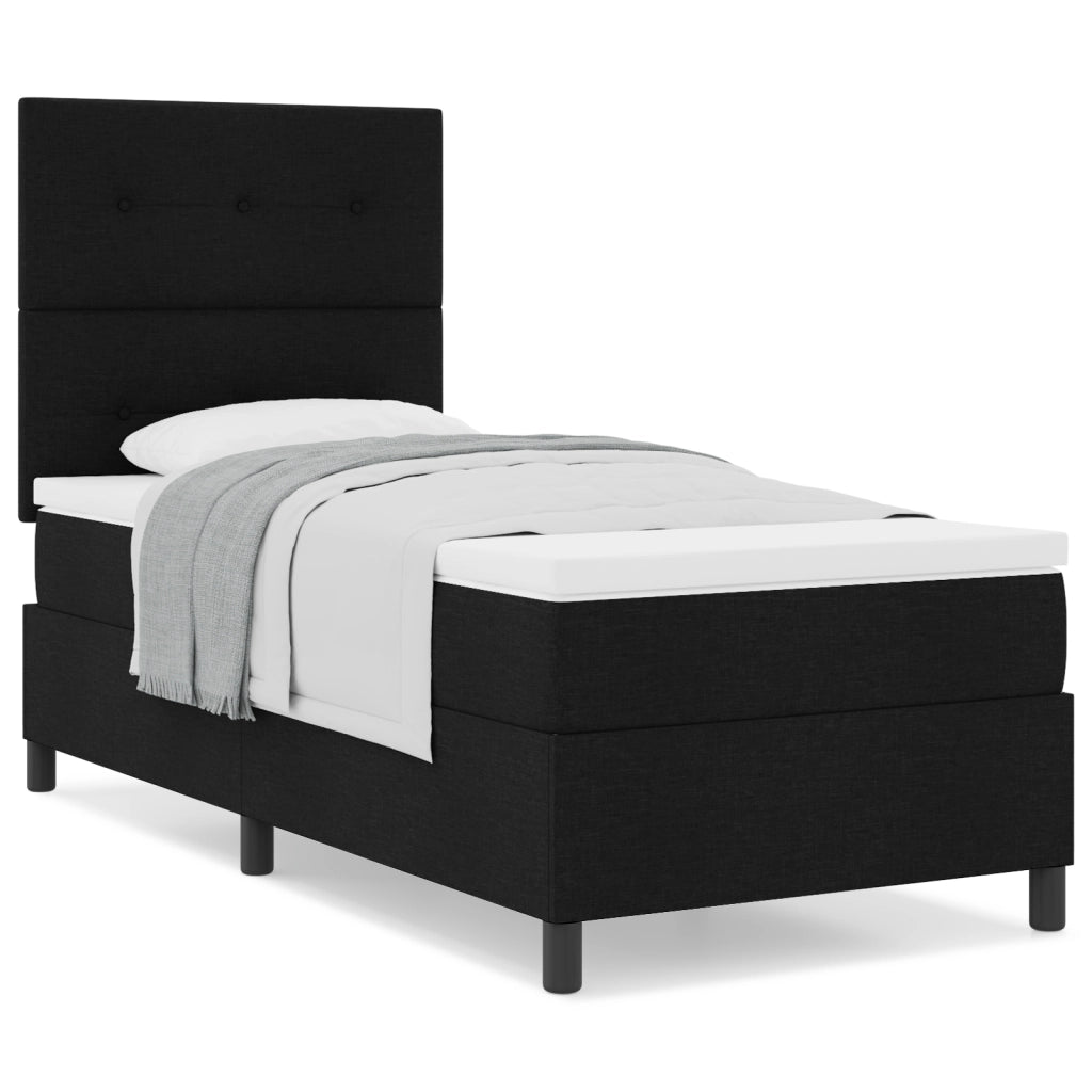 Letto con Box Spring Nero 90x200 cm Tessuto