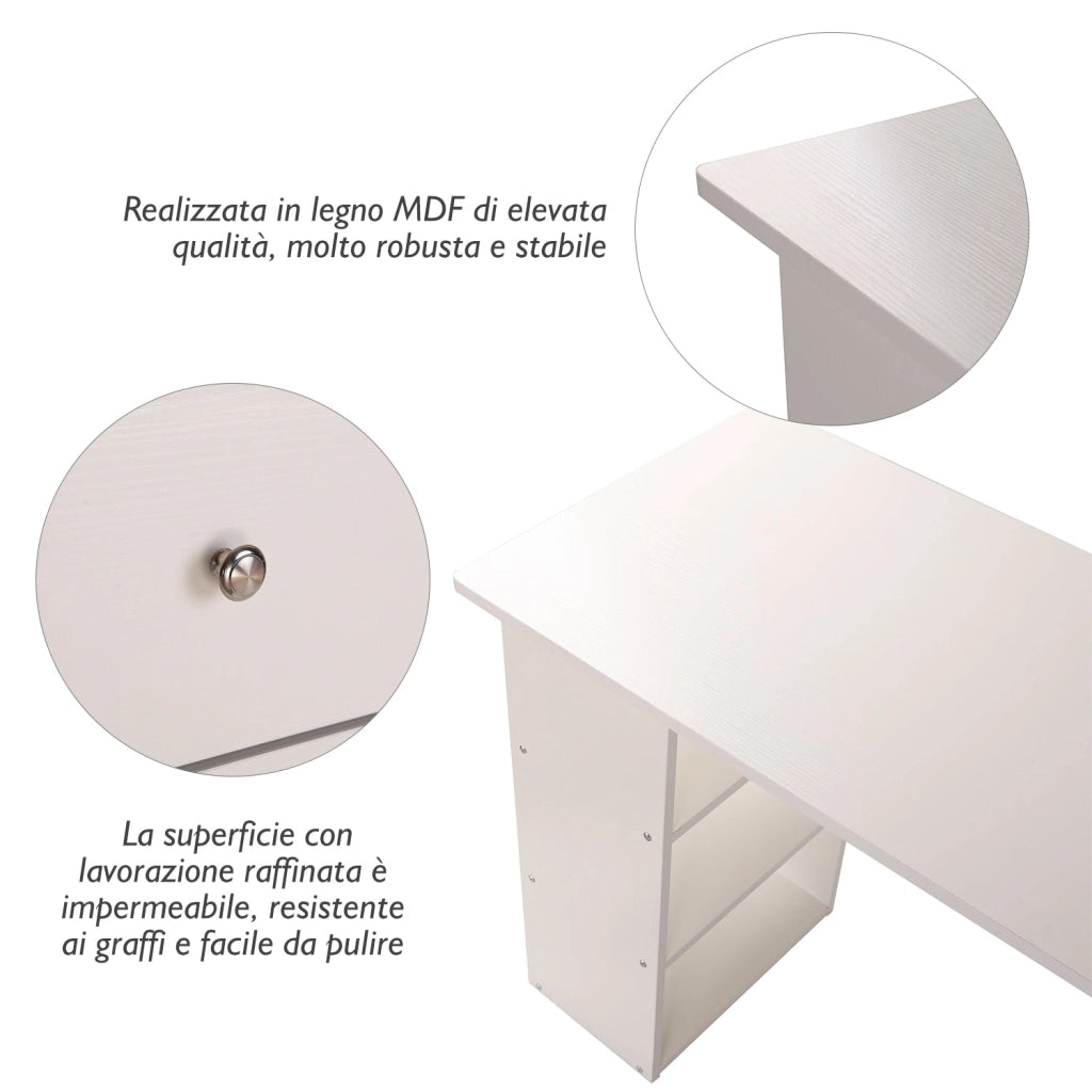 Scrivania con Cassetti e Ripiani Portaoggetti Bianco 120x49x72 cm