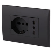 PLACCA PRECOMPOSTA 1 presa P40 + 1 biv. 10/16A - col.nero  - ELECTRALINE