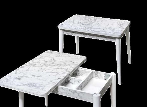 TAVOLO ALLUNGABILE CON FINITURA EFFETTO MARMO BIANCO 120 X 100 X 75 CM