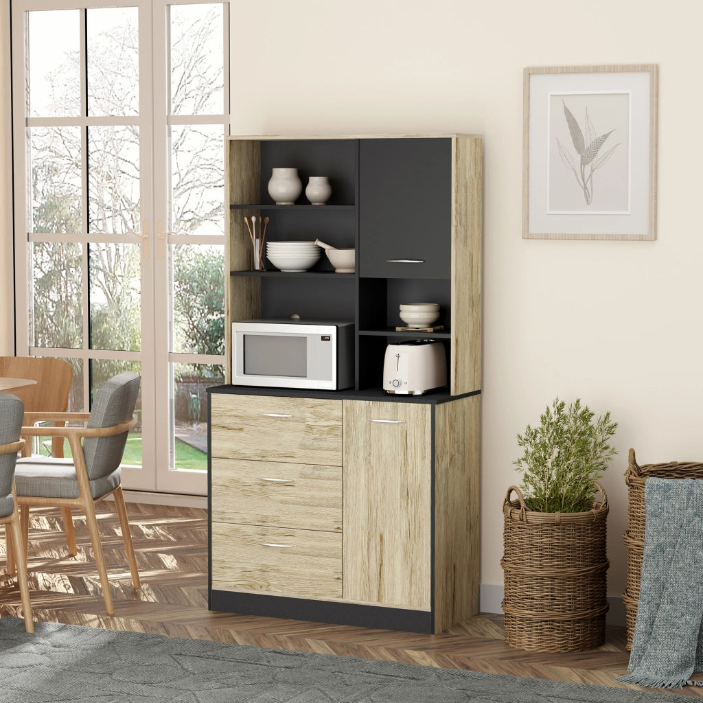 Armadio da cucina ¨C zephmum ¨C bicolore quercia chiaro grigio 90x39x169 cm