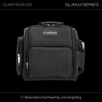 GlamSeries GlamTraveler Borsa porta trucchi con 3 astucci, trousse con fibbia per fissaggio a valigie, pochette da lavoro ideale per truccatori e parrucchieri