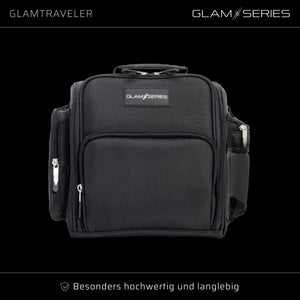GlamSeries GlamTraveler Borsa porta trucchi con 3 astucci, trousse con fibbia per fissaggio a valigie, pochette da lavoro ideale per truccatori e parrucchieri