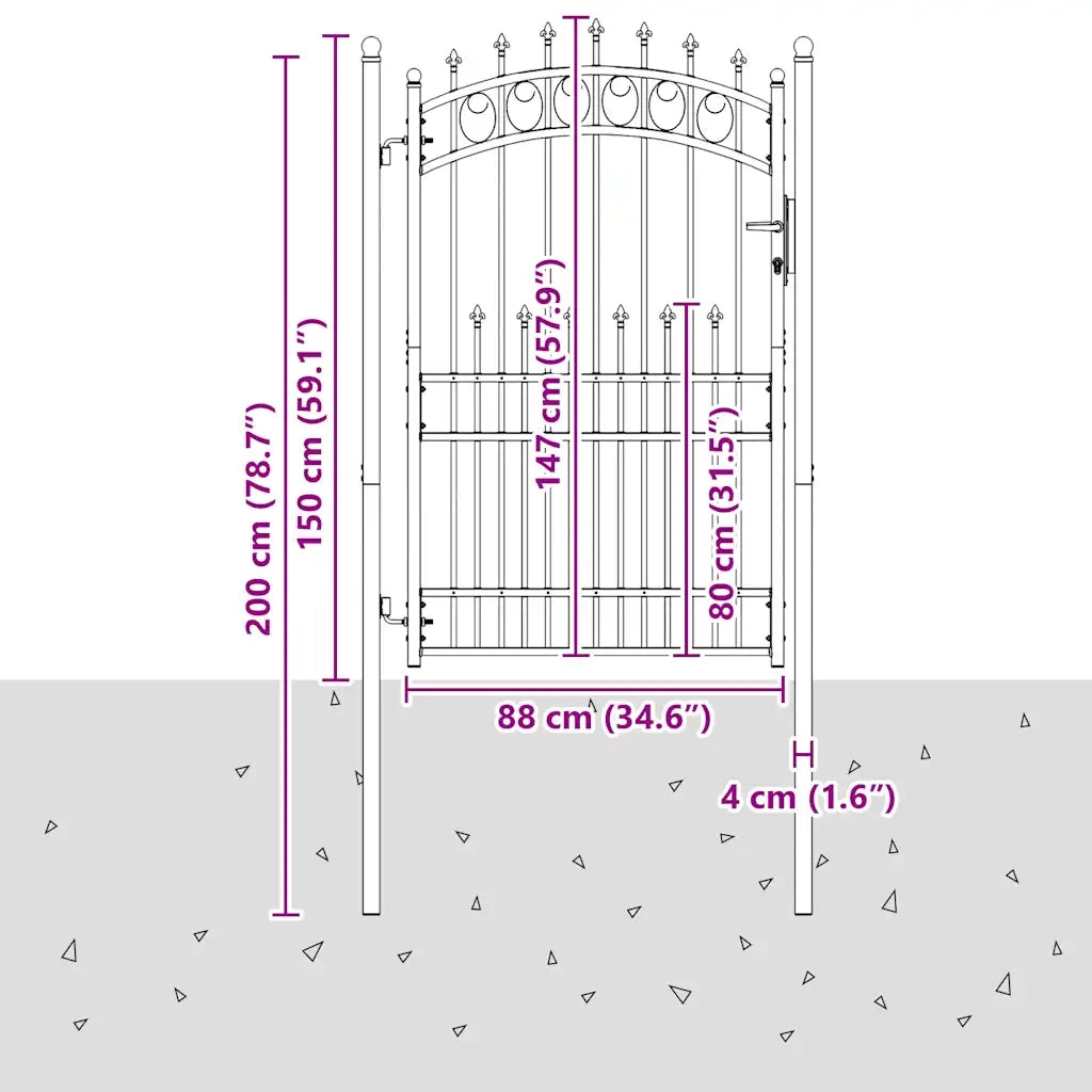 Cancello per recinzione EMMEN con punte in acciaio 104x147 cm verde 146387