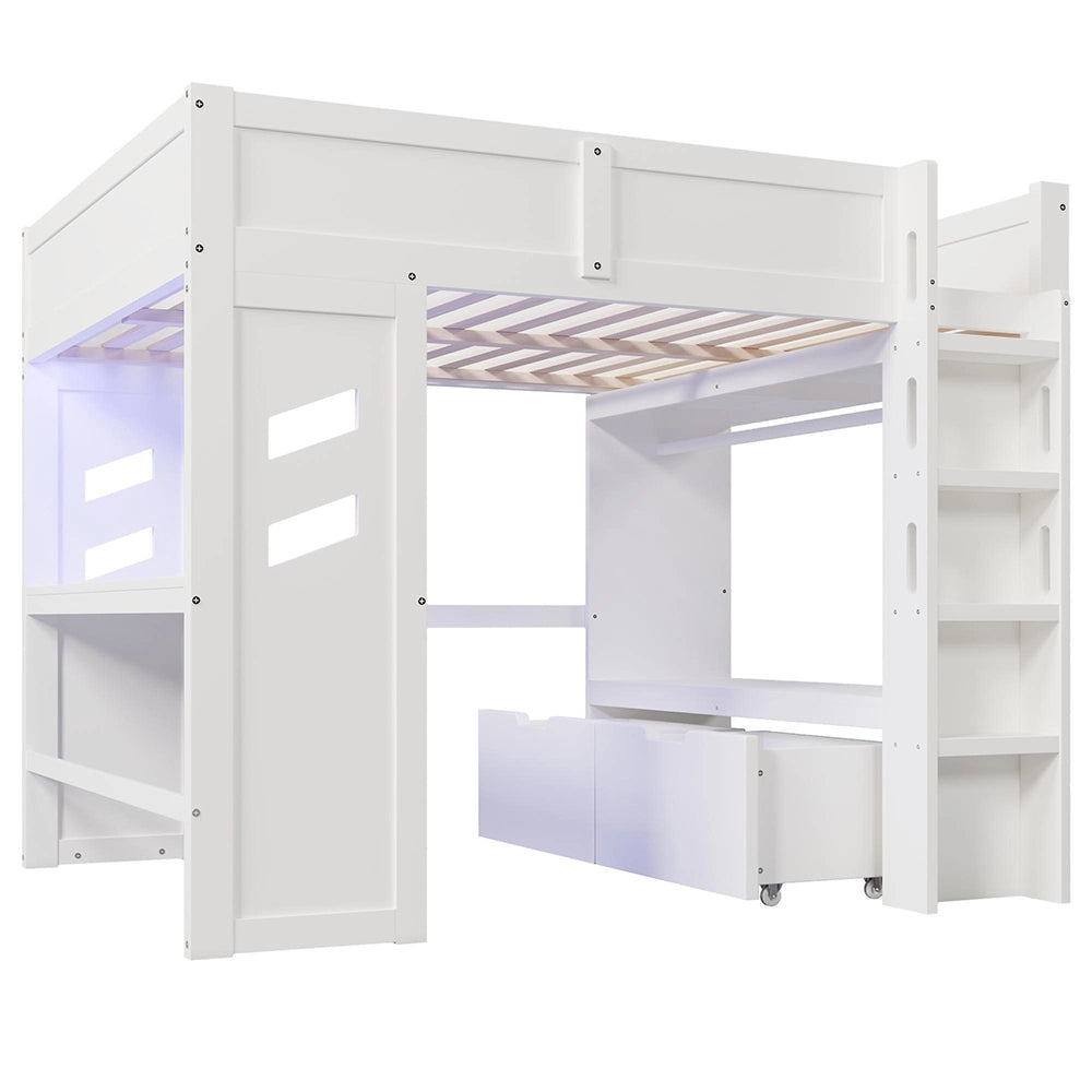 Letto gaming - Xylo - 140x200 cm LED con USB-C bianco