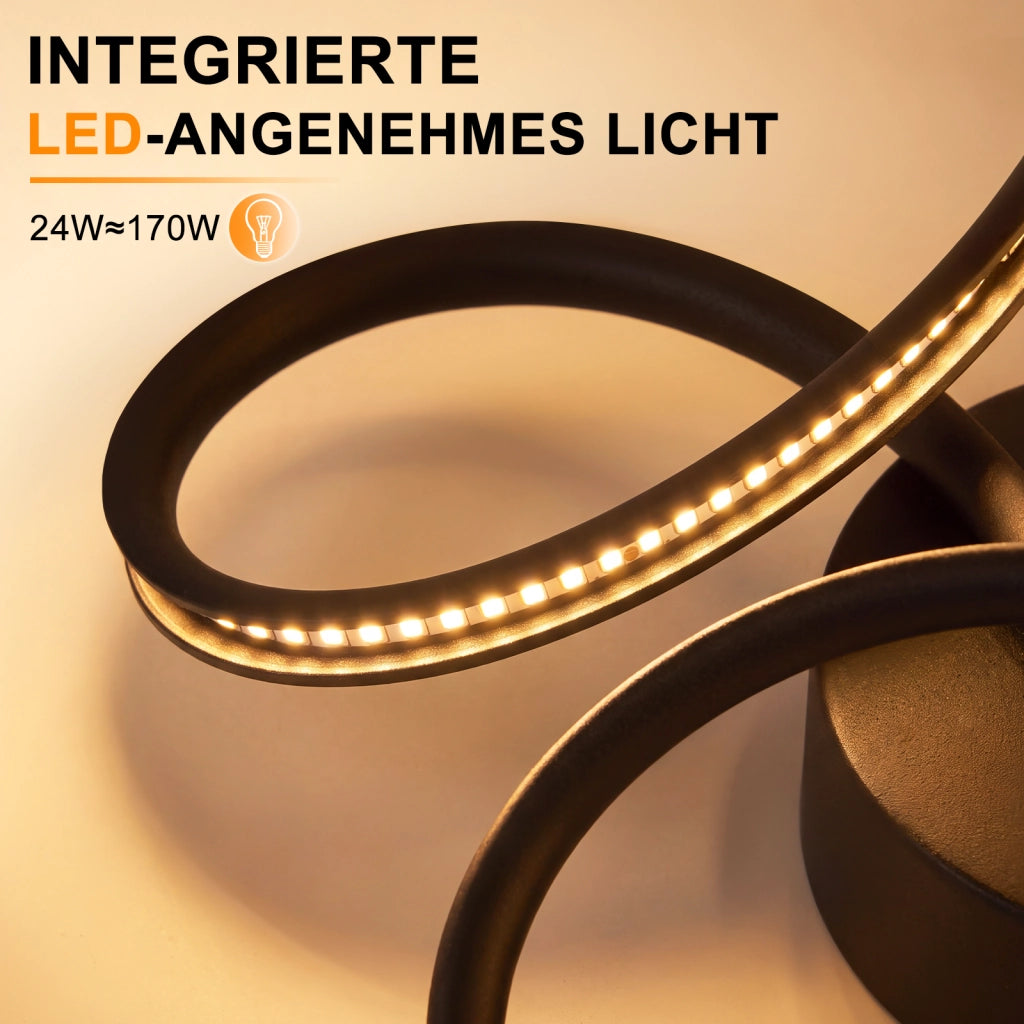 ZMH Lampada da Soffitto LED 24W 3000K Calda Nera Fiore Moderna in Metallo per Camera Ufficio Cucina Corridoio