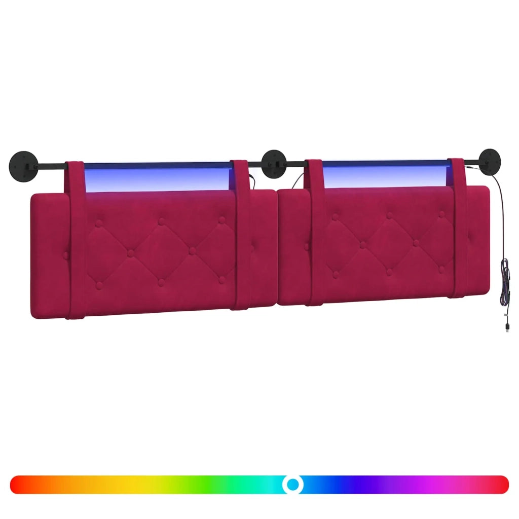 Testiera sospesa Con luce LED Rosso Vino Velluto 3424196