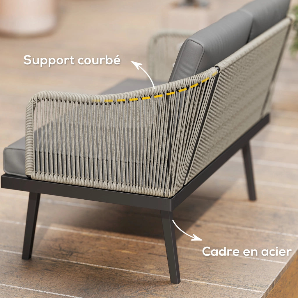Divano da giardino 2 posti con cuscini in polyrattan ¨C zephmum ¨C grigio scuro 110x70x72 cm