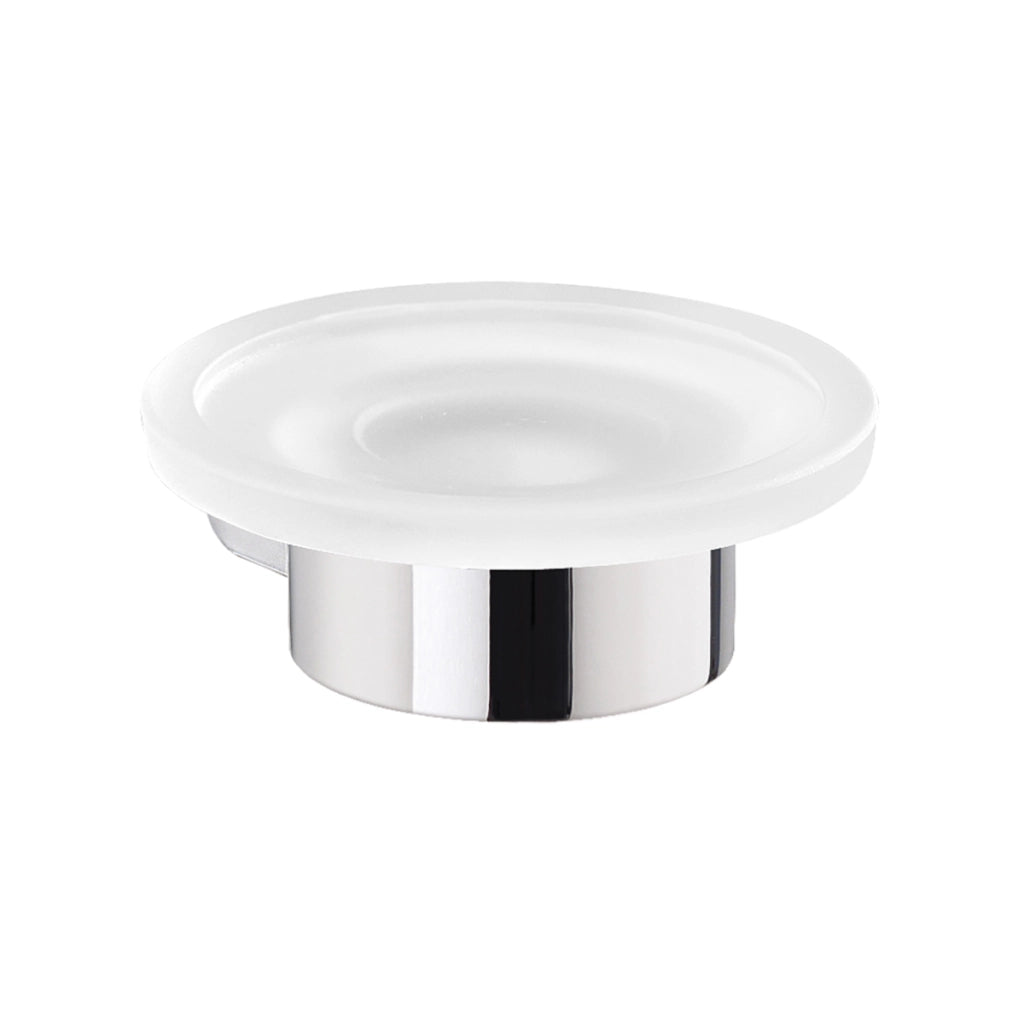 PORTA SAPONE DA PARETE IN OTTONE CROMATO E VETRO MODELLO PIRENEI - DIM. CM (LXPXH): 11X11X4 - CROMATO  - GDY