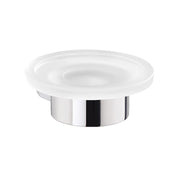 PORTA SAPONE DA PARETE IN OTTONE CROMATO E VETRO MODELLO PIRENEI - DIM. CM (LXPXH): 11X11X4 - CROMATO  - GDY