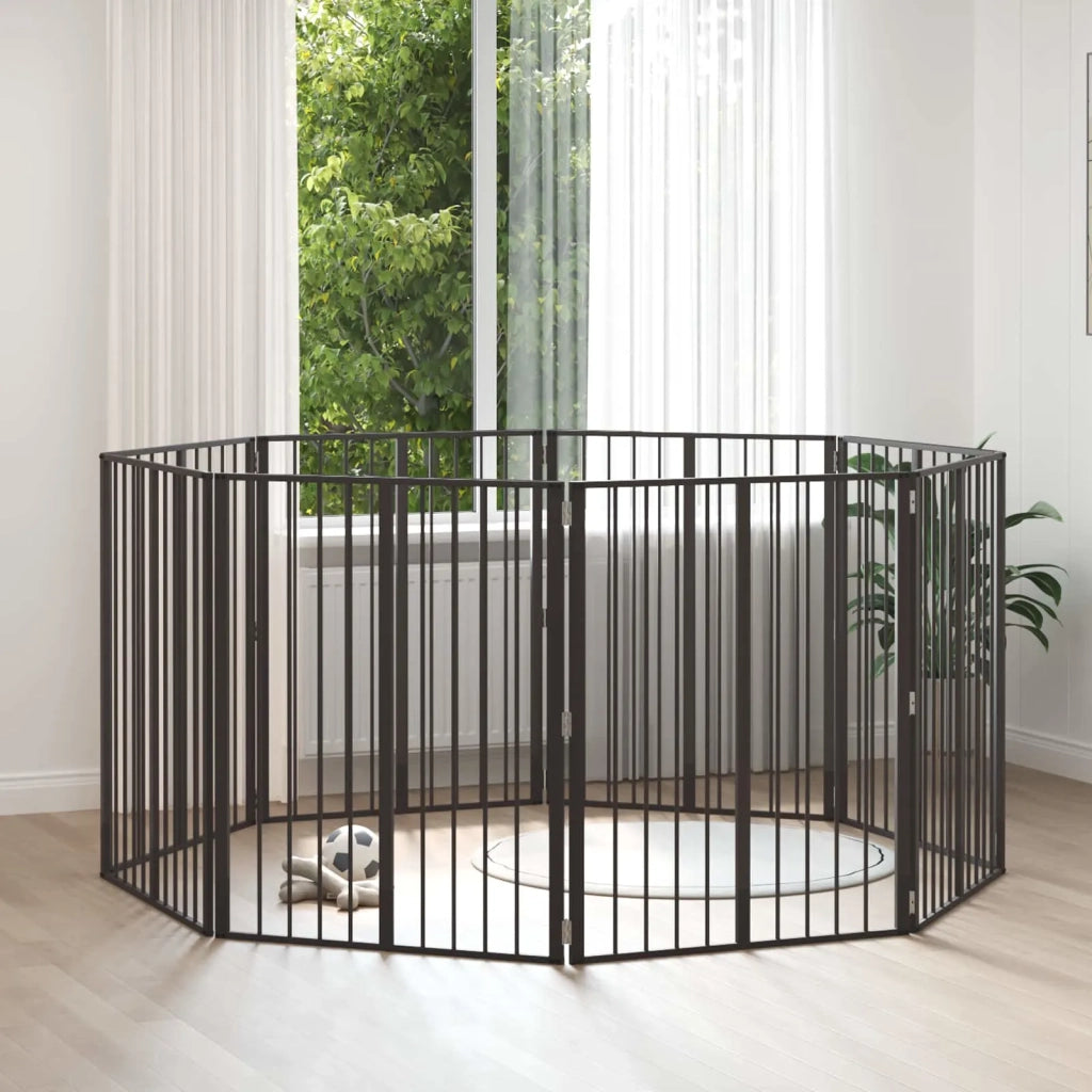 Cancello per cani 8 pcs Nero 80 x 100 cm Acciaio zincato 892004