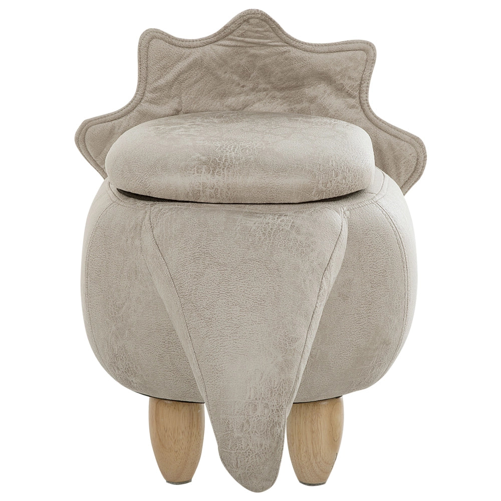 Animale Triceratopo Sgabello per bambini Tessuto in poliestere grigio chiaro Gambe in legno imbottite contenitore Poggiapiedi cameretta