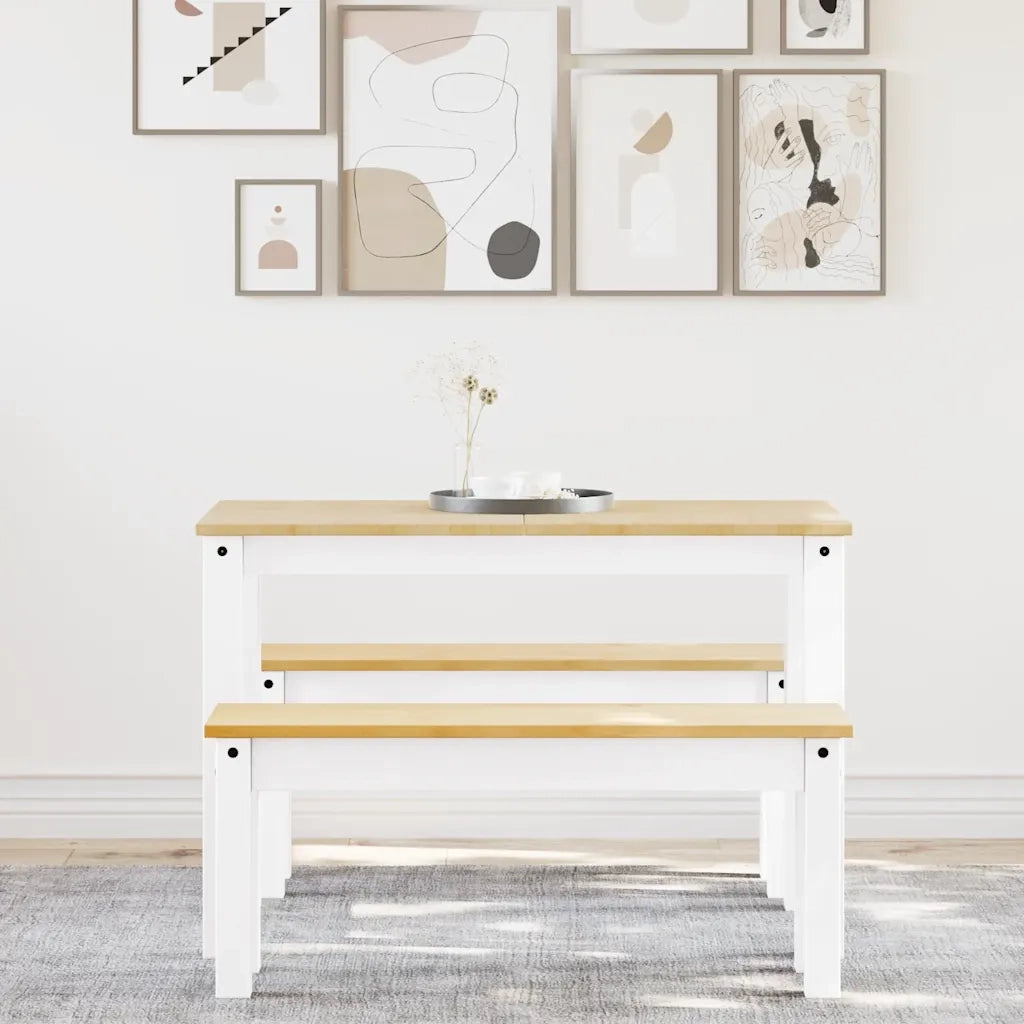 Set da Pranzo 3 pz PANAMA Bianco in Legno Massello di Pino 3345166