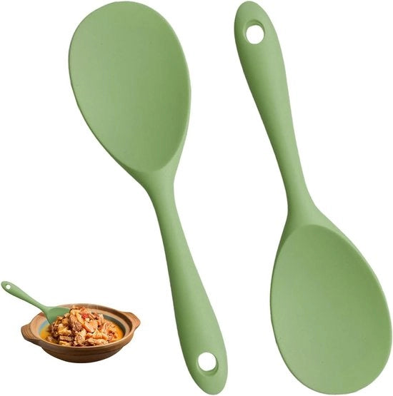 Set di Spatole in Silicone per Purè di Patate, Riso e Sushi - Antiaderente - Spatole da Cottura - Verde - 22 x 6 cm