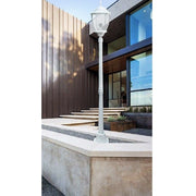 Trade Shop - Lampione Giardino Lanterna Vetro E27 Luce Esterno Alluminio 178x24cm Es35 Bianco -