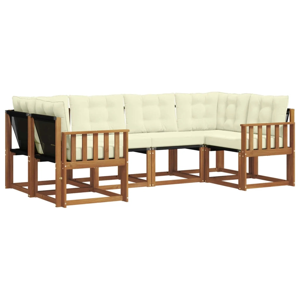 Set di divani da esterno con cuscino 6 pcs Naturale e Crema 3368997
