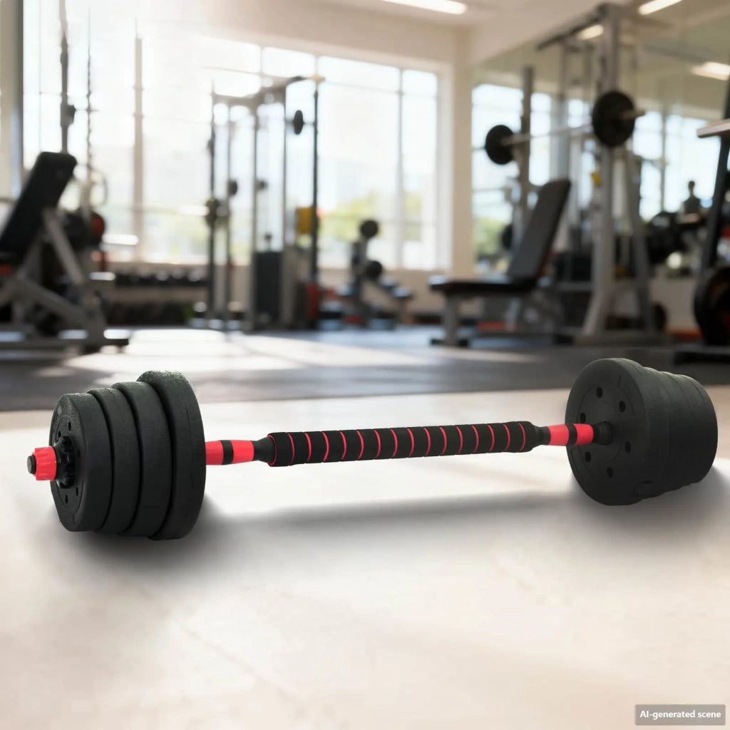 Set Manubri e Bilanciere 2-in-1 30 kg Nero e Rosso CFW8473130
