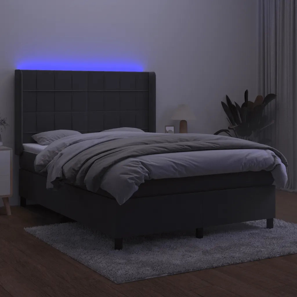 Letto a Molle con Materasso e LED Grigio Scuro 140x190 cmcod mxl 99433