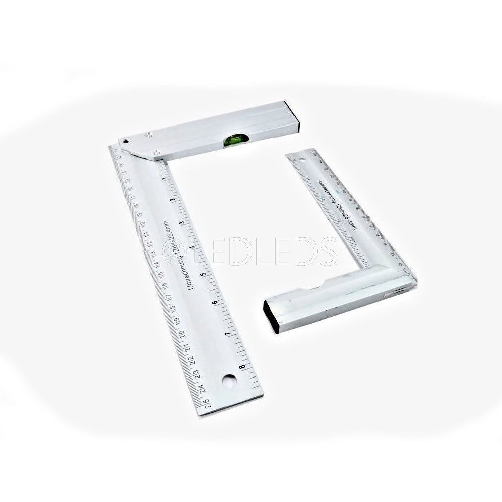 Trade Shop - Coppia Squadra Squadratrice In Alluminio Kit 2 Pezzi Con Bolla E Angolo 45° -