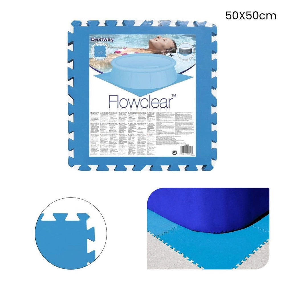 Trade Shop - Tappeto Piastrelle Base Sotto Piscina Componibile Protettivo Da 50x50 Cm Blu 58220 -