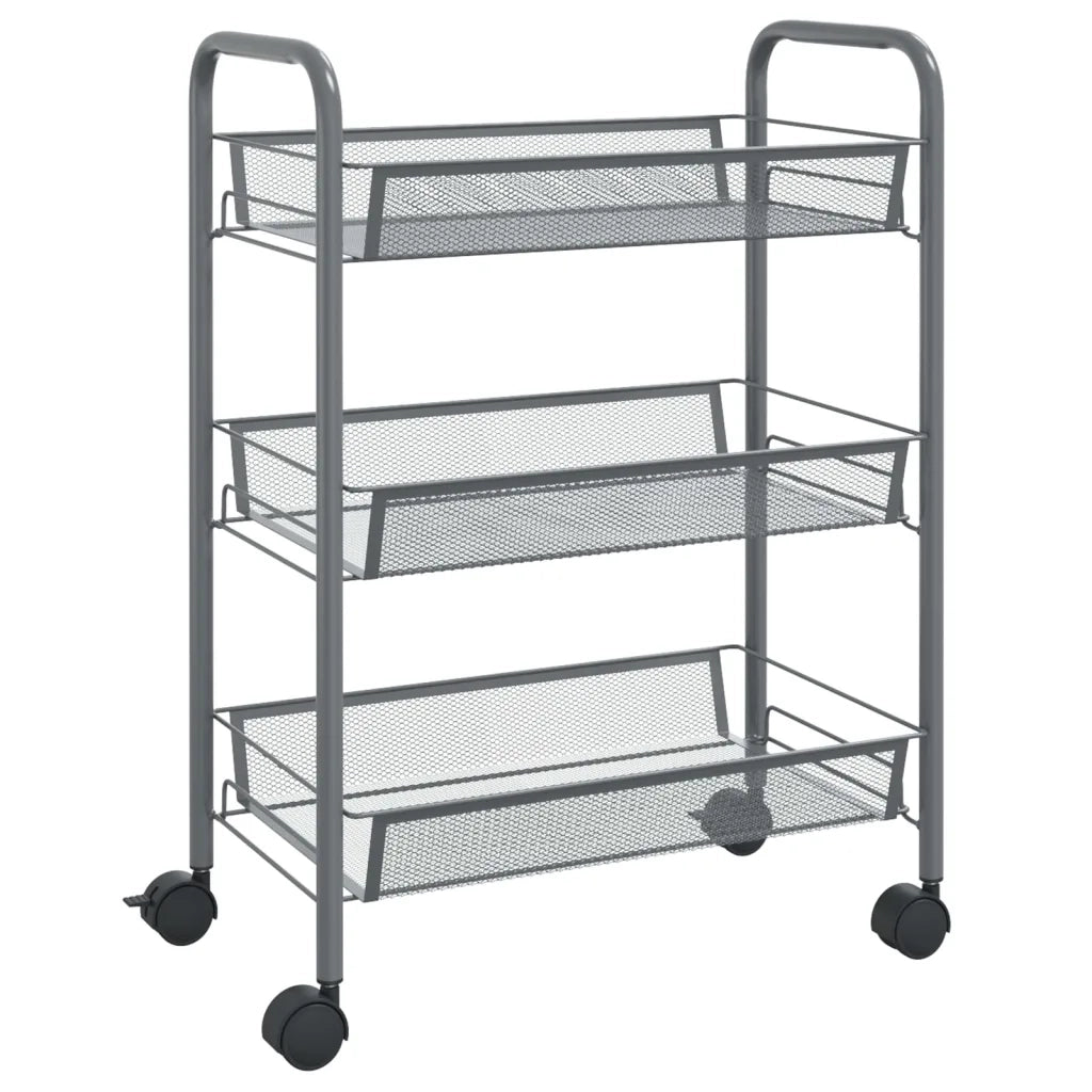 Carrello da Cucina con 3 Ripiani Grigio 46x26x64 cm in Ferro CFW2969842