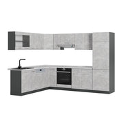Cucina angolare completa R-Line Calcestruzzo/Antracite 287 x 227 cm, PL Marmo Vicco
