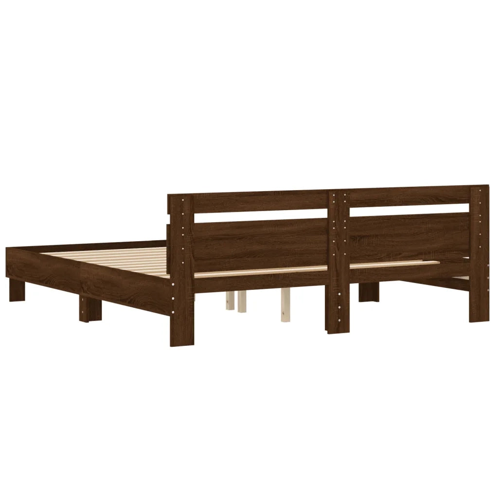 Letto matrimoniale | Letto per adulti | Giroletto Testiera Rovere Marrone 200x200 cm Legno Multistrato
