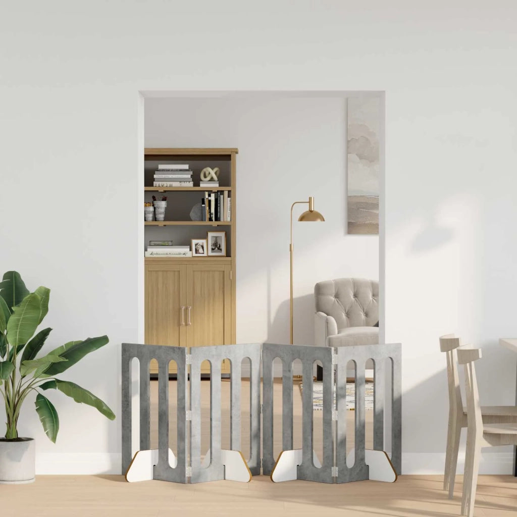 Recinto pieghevole per animali 4 pz Grigio Cemento CFW3635226