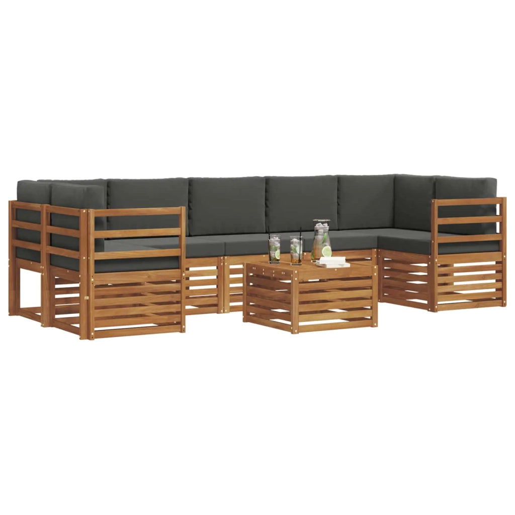 Set di divani da esterno con cuscino 8 pcs Naturale e Antracite 3374512
