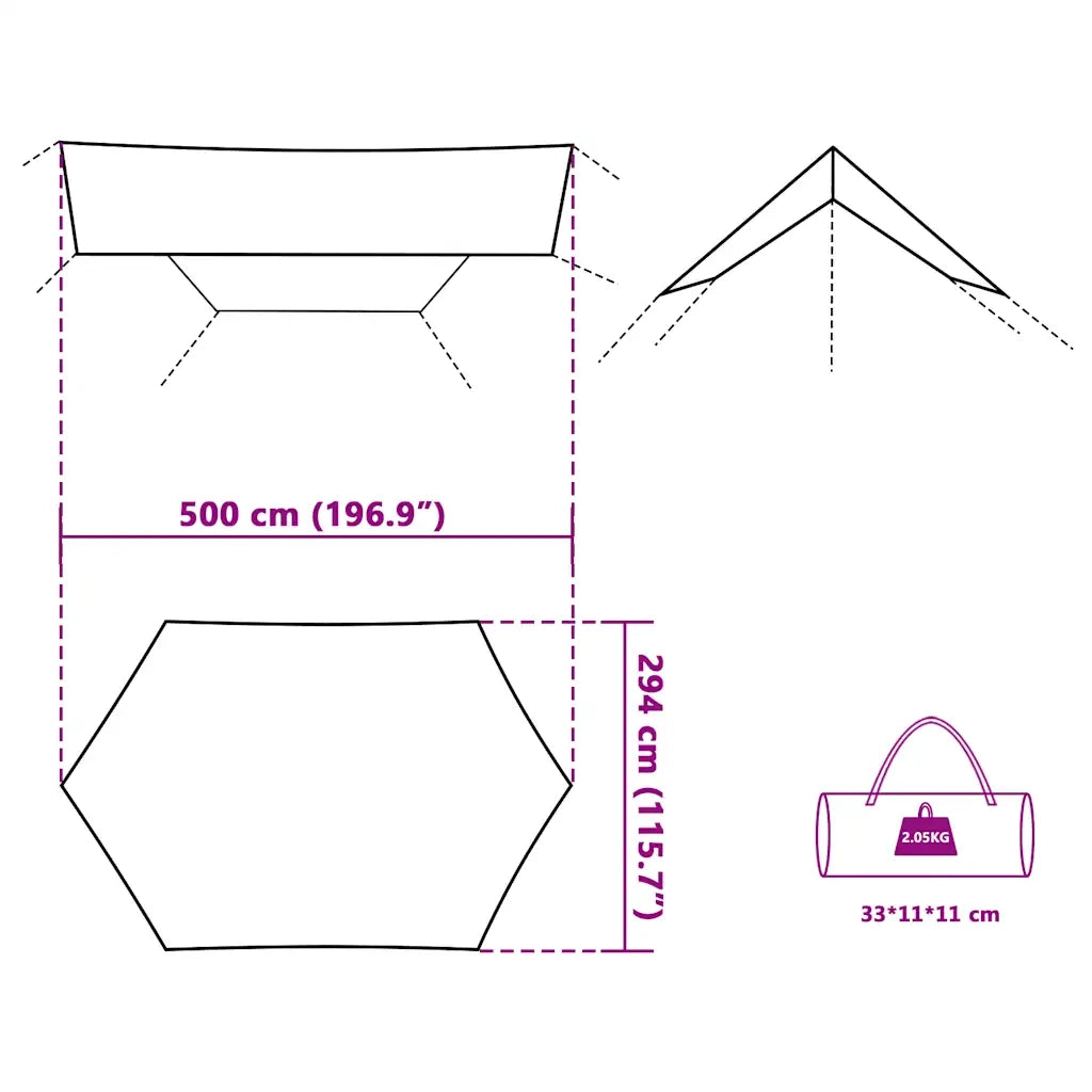 Telone da Campeggio Grigio/Arancione 500x294 cm Impermeabile 94672