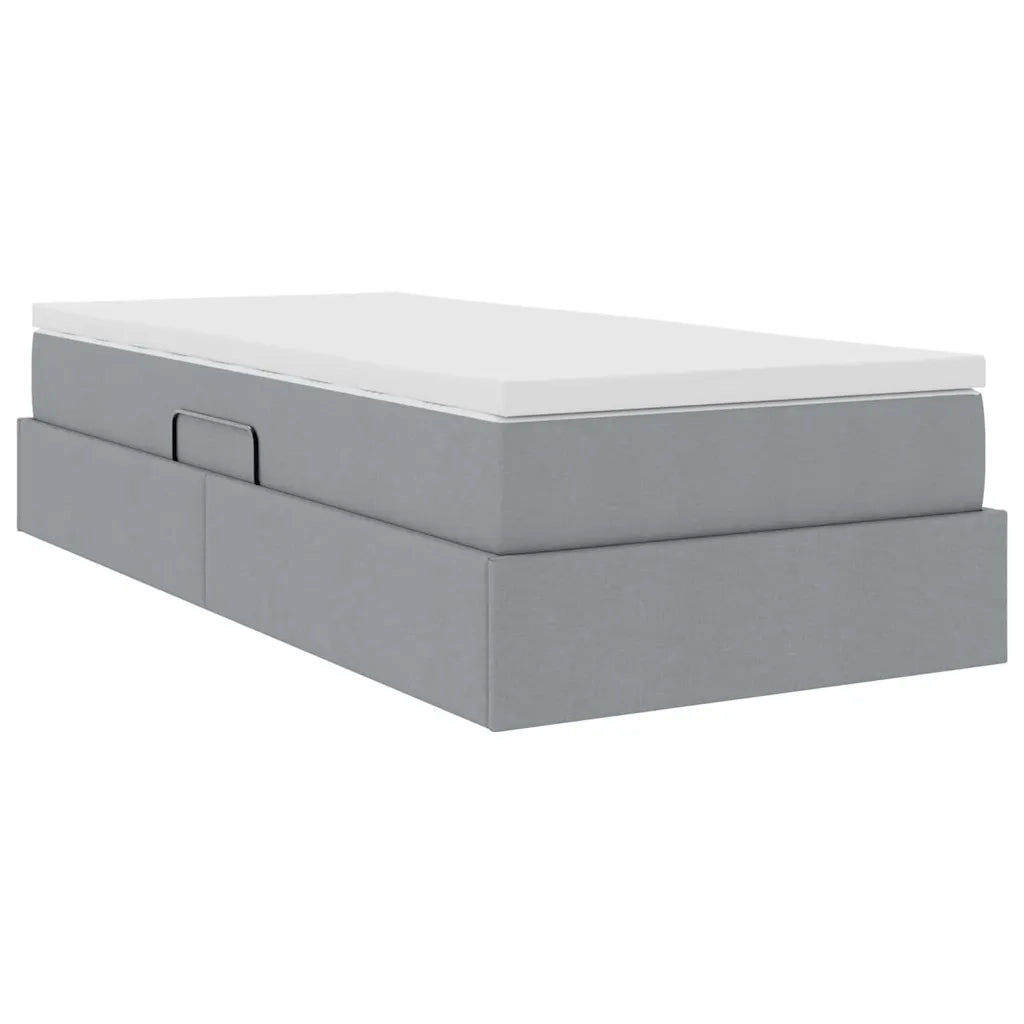 Letto con contenitore e materasso Grigio chiaro 90 x 190 cm