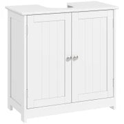 kleankin Mobile Sottolavabo a 2 Ante con Ripiano Regolabile e Intaglio a U, 60x30x60 cm, Bianco