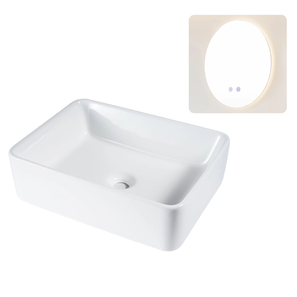 ZMH Lavabo bianco 48x37x13,5cm Ceramica per WC ospiti