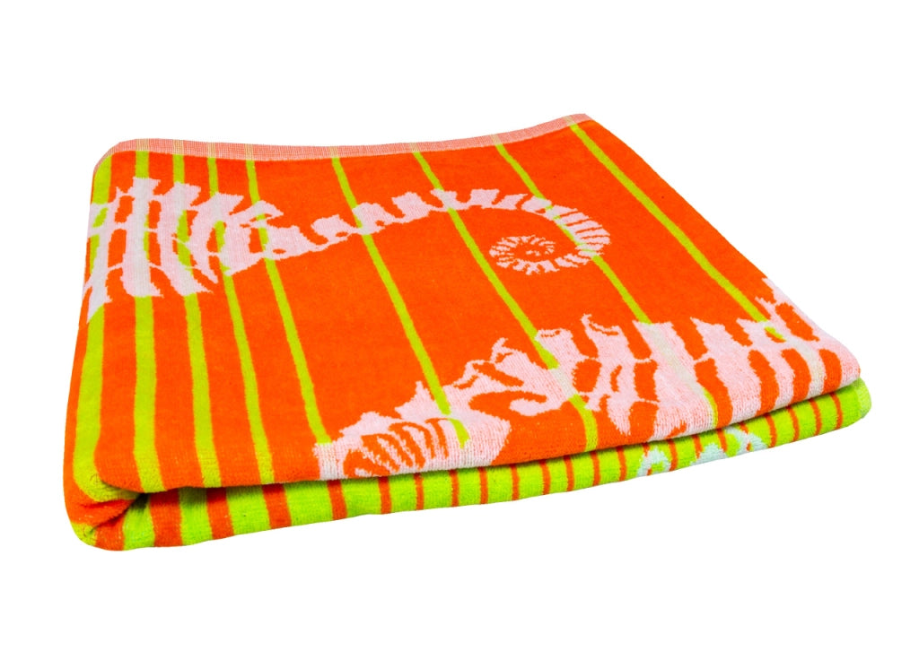 Telo Mare Jacquard Spugna Asciugamano Spiaggia Disegno Love Sea Horse - Telo Mare - Arancio