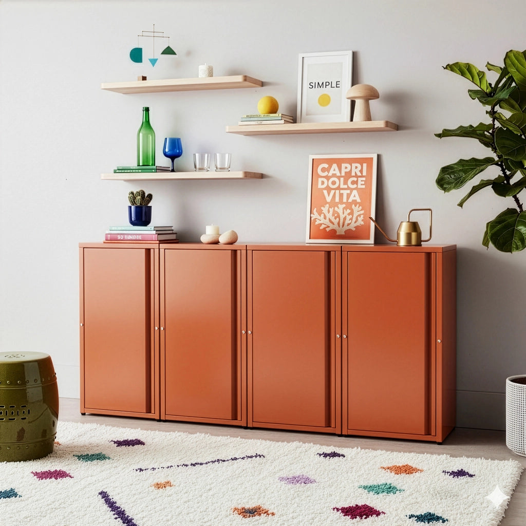 Armadio a Colonna Burlöv in Metallo Mobile per Archivio 88 x 40 x 35 cm Rosso Mattone [en.casa]
