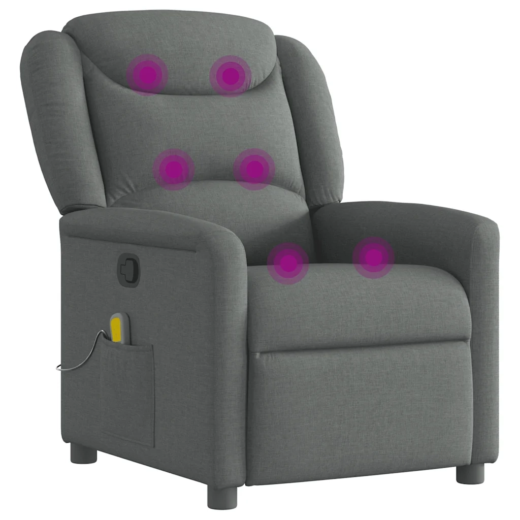 Poltrona Massaggiante Reclinabile Grigio Scuro in Tessuto 4015607