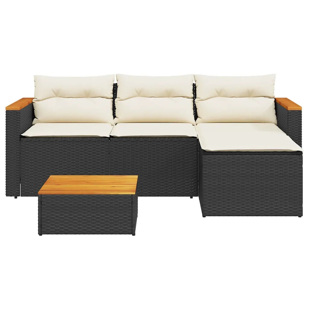 Set Divani da Giardino 3 pz | Set Salotto da Giardino con Cuscini in Polyrattan Nero