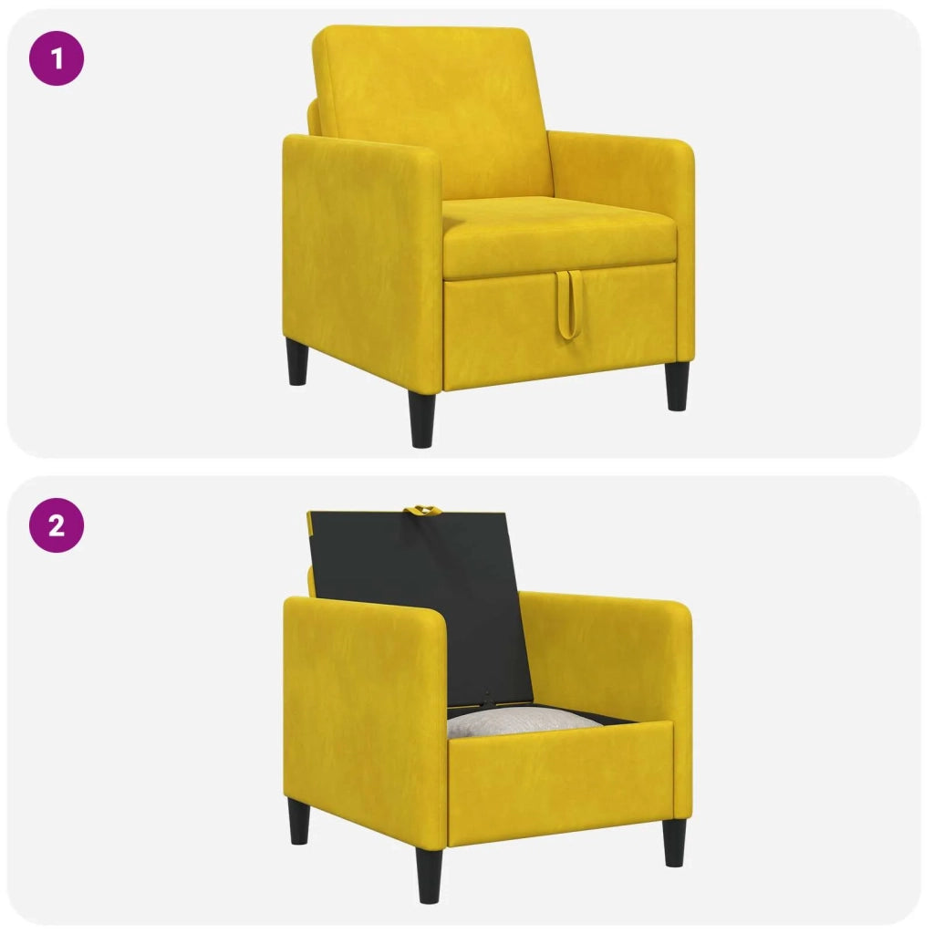 Divano con Storage Giallo 72 x 78 x 87 cm Poliestere 42036884