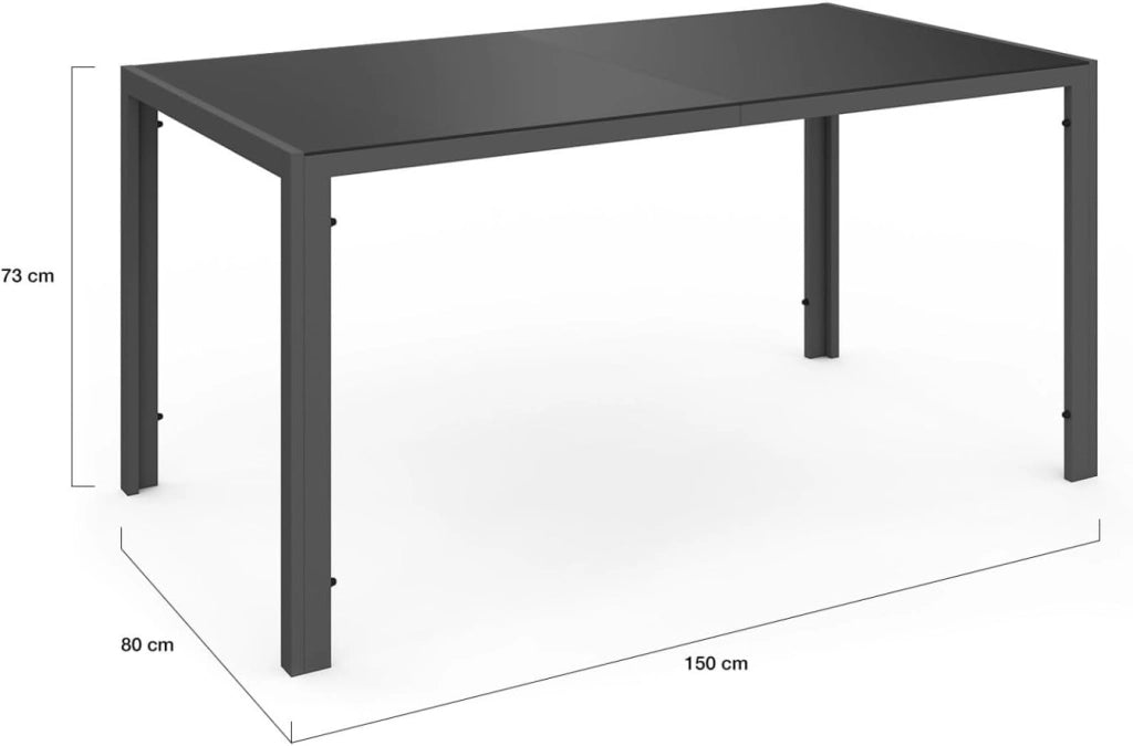 Set di mobili da Giardino Madrid Tavolo 150 CM e 6 sedie impilabili Blu Anatra