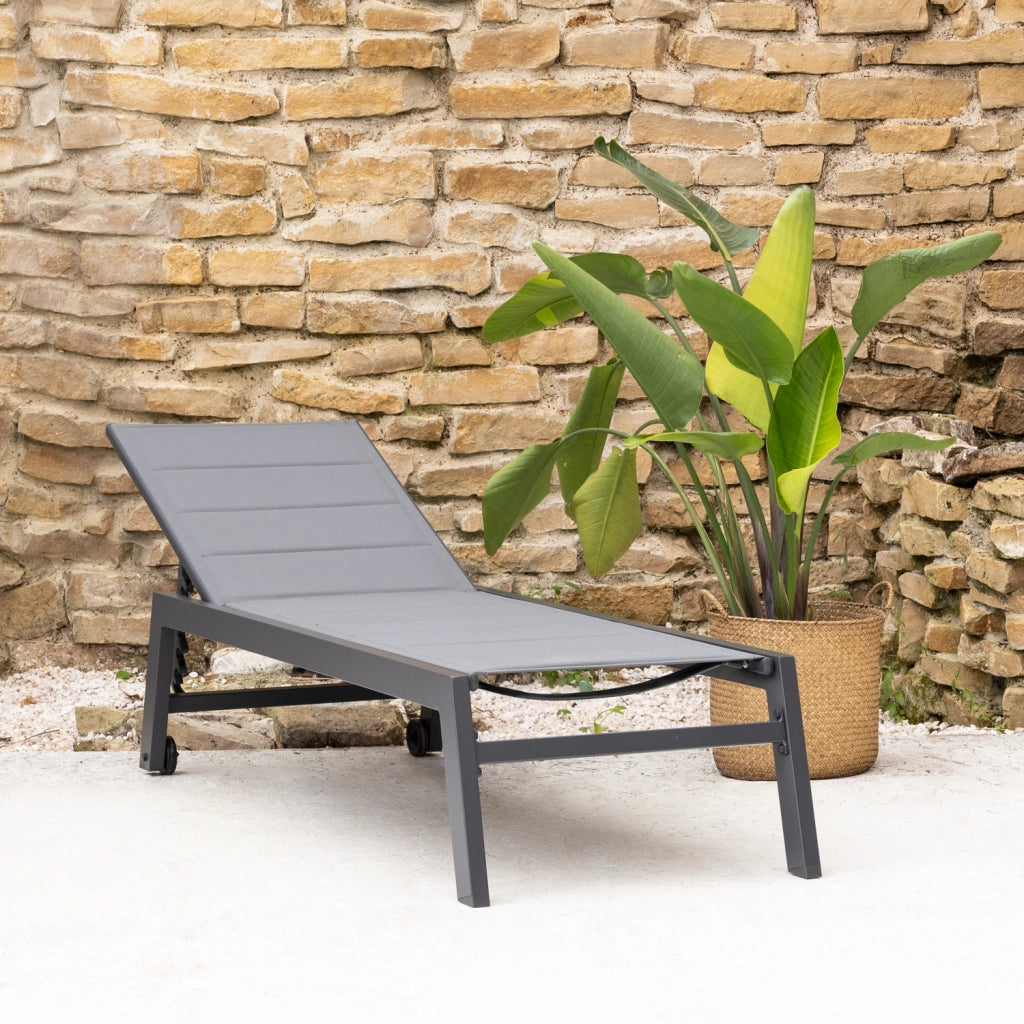 Lettino BARBADOS in textilene grigio - grigio alluminio antracite