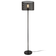 Lampada da Terra Alta 153 cm Piantana Dritta con Paralume Cilindrico Ø35 cm Superficie a Fori Lampada a Stelo in Metallo - Nero - lux.pro