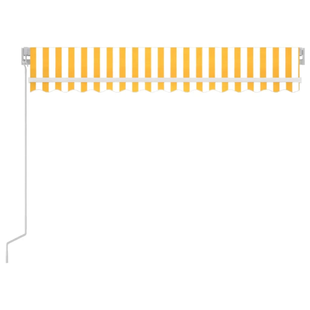 Tenda da Sole Retrattile Manuale LED 350x250 cm Gialla e Bianca