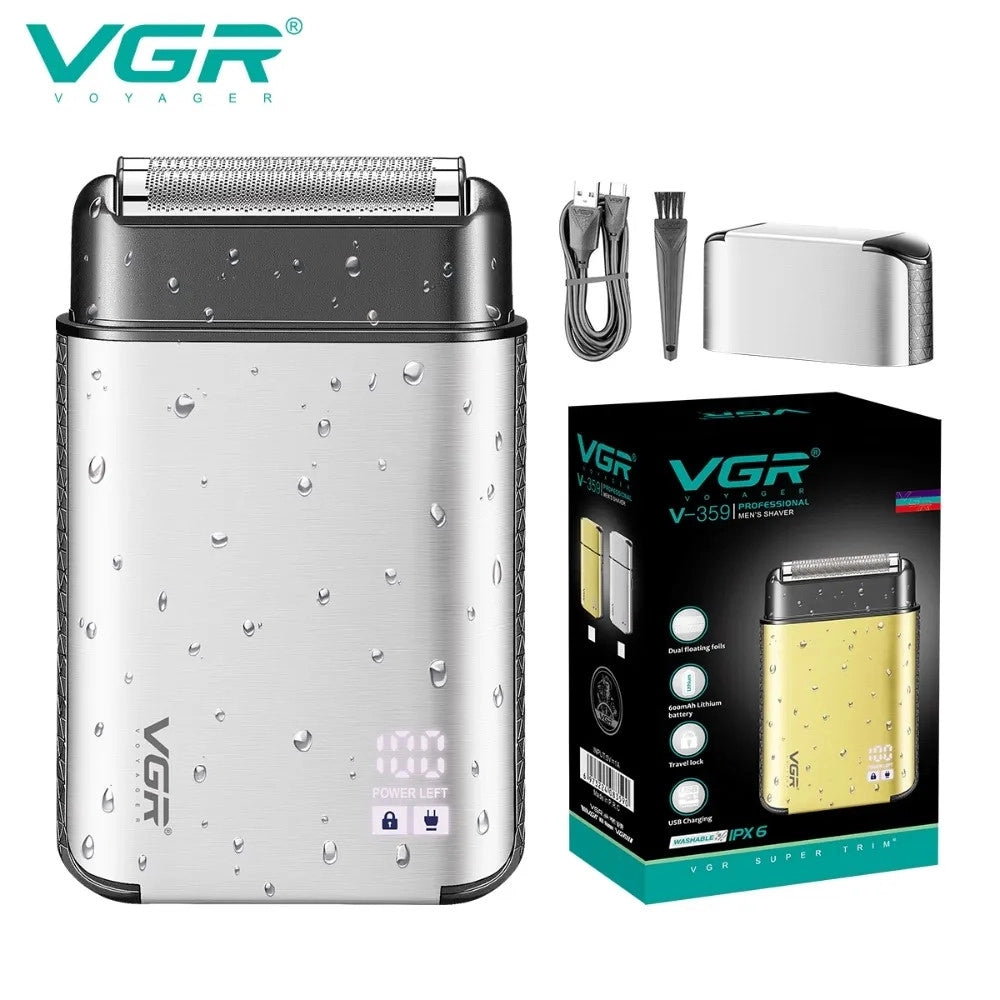 Trade Shop - Vgr V-359 Rasoio Professionale Foil Shaver Barber Tagliacapelli Regolabarba - Silver