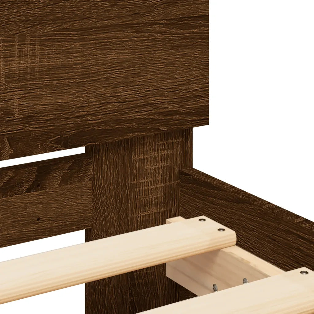 Giroletto con Testiera-Struttura Letto con testiera Rovere Marrone 140x190 cm