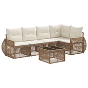 Set Divano da Giardino 6 pcs Beige e Bianco Crema polyrattan