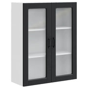 Pensile da cucina | Mobile in vetro da parete PORTO Nero 80 x 31 x 100 cm