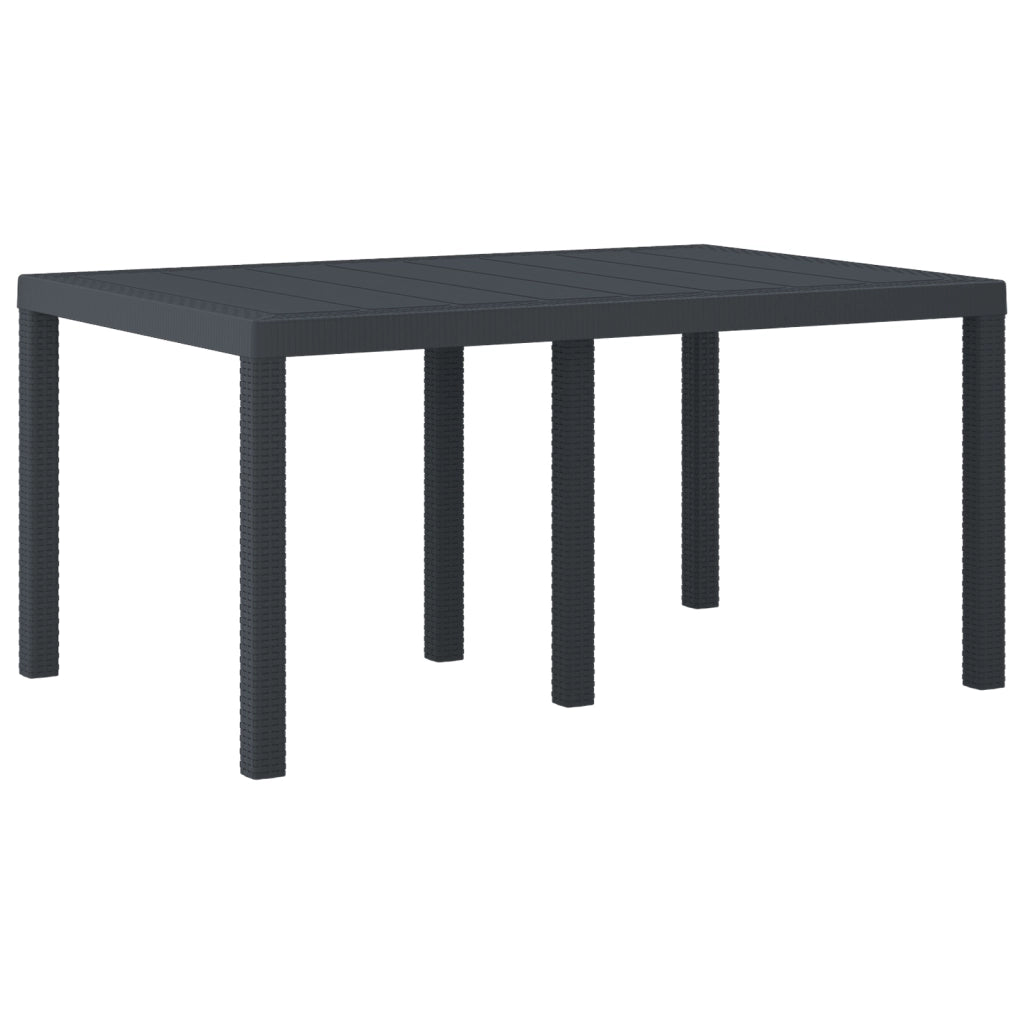 Tavolo da Giardino Antracite 150x100x73 cm in Poly Rattan